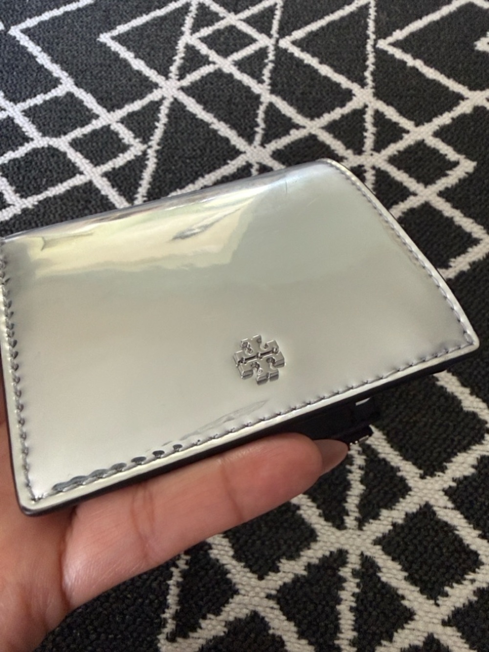 Tory Burch Metallic Silver Card Holder NWOT